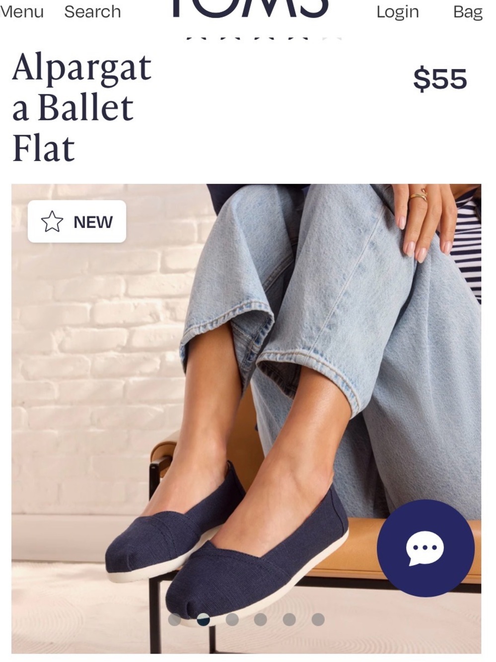 Toms Classic Slip-On Ballet Flats- Navy - Picture 2 of 4
